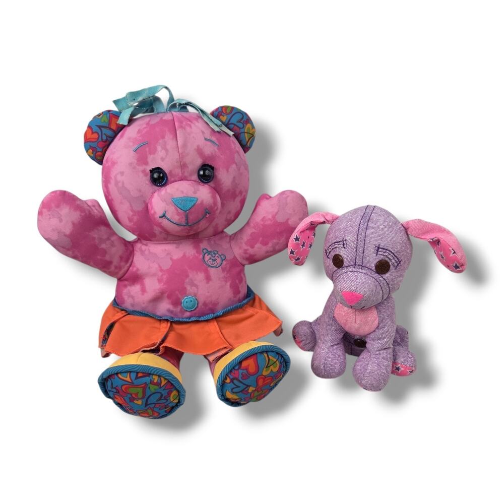 Vintage Tyco Doodle Pets Purple Plush Dog Puppy Pink Tie-Dye Teddy Bear 1990s